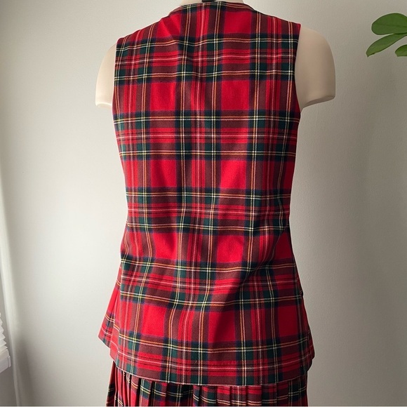 70s Vintage Scottish 100% Wool Plaid Red Kilt Vest Set The Tartan Gift Shops - Picture 8 of 13
